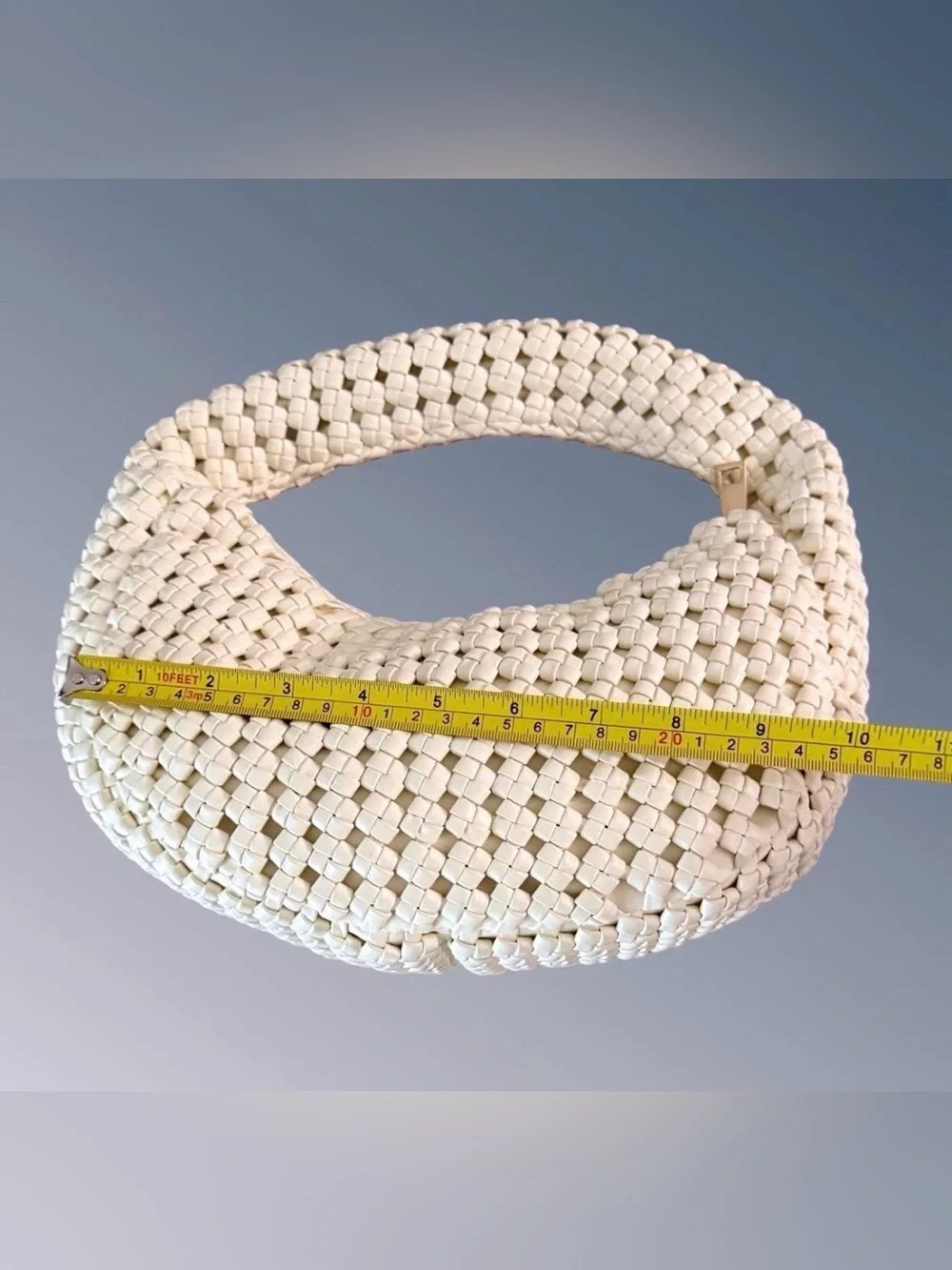 Antik Kraft Woven Crescent Shoulder Bag in Cream